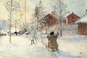 Carl Larsson The Front Yard and the Wash House oil painting on canvas